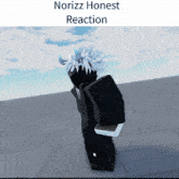 a screenshot of a video game character with the words norizz honest reaction on top