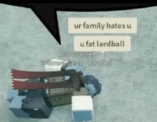 a person is laying on the ground in a video game with a speech bubble above them .