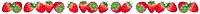 a row of red and green feathers are lined up in a row on a white background .