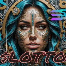 a painting of a woman with a tattoo on her face and the words lotto