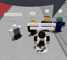 a group of roblox characters are talking to each other and one of them is named banana