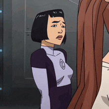 a woman in a purple suit with the number 2 on it