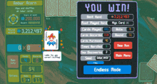 a screenshot of a game that says you win on it