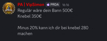 a screenshot of a notification from vipsimon