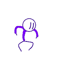 a drawing of a stick figure with a purple sweater