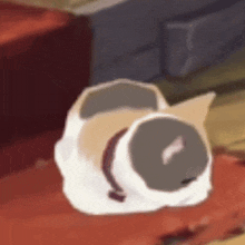 a cartoon dog is laying on a red blanket on a bed .