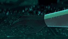 a black dog standing next to a green silhouette