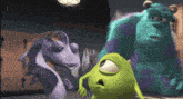 a monsters inc scene with mike and sulley