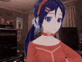 a computer generated image of a girl with blue eyes
