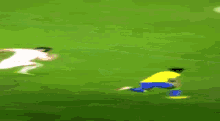 a blurry picture of two soccer players playing soccer