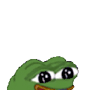 a green frog with a blue shirt on is holding a yellow object in its mouth .