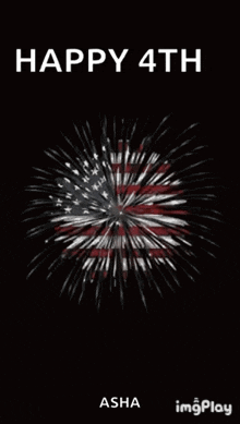 a fireworks display with the words happy 4th asha on the bottom