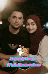 a man and a woman are posing for a picture with the words arjun & fasya walakumsalam on the bottom