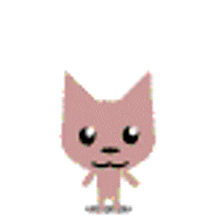 a pink cartoon cat with big eyes and a mustache .