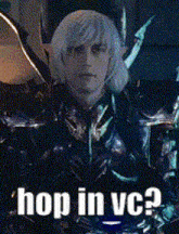 a person in a costume with the words hop in vc written on it