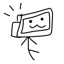 a black and white drawing of a stick figure with a smiling face on it