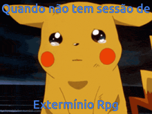 a picture of a pikachu with the words " quando não tem sessão de exterminio rpg " on it