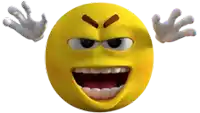 a yellow smiley face with a very angry look on his face
