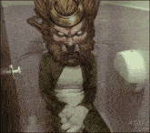 a person in a cat costume is sitting on a toilet with a 4gifs.com watermark on the bottom
