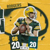 a poster for the green bay packers showing a football player