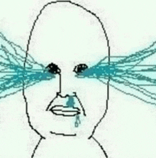 a pixel art of a person 's face with tears coming out of their eyes .