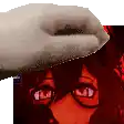 a hand is holding a piece of paper over a picture of a girl wearing glasses .