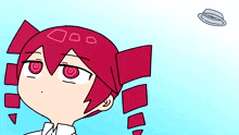 a drawing of a girl with red hair and a white shirt