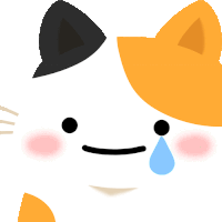 a cartoon cat with a tear coming out of its mouth