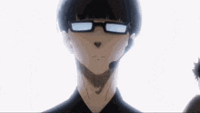 a close up of a man wearing glasses and a headset .