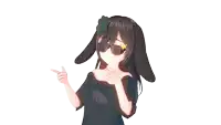 a girl with bunny ears wearing sunglasses and a clover in her hair