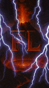lightning strikes over the word fireland in a dark cave