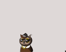 a cartoon of an owl and a ninja with k.o. written above them