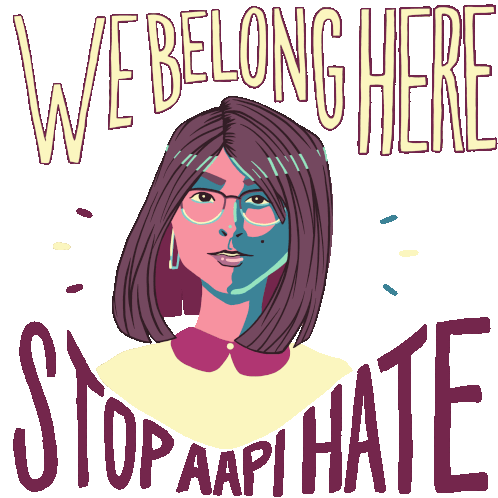 We Belong Here Stop Aapi Hate Sticker - We Belong Here Stop Aapi Hate Asian Girl Stickers