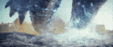 a giant monster is coming out of the water and attacking a city