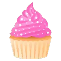 a cupcake with pink frosting and white sprinkles on it