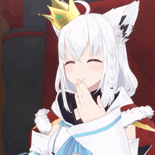 a white anime character wearing a crown on her head
