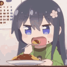 Anime girl eating burger, Cartoon GIF - GIFPoster