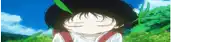 a cartoon of a girl with her eyes closed in a field