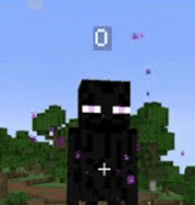 an enderman is standing in a minecraft world .