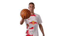 holding ball yussuf poulsen rb leipzig one hand gripping basketball