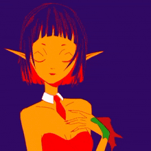 a colorful drawing of a girl with half of her face green