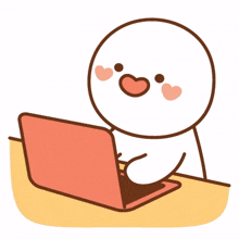 white little man cute happy laptop