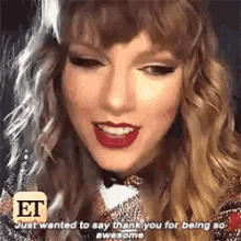 taylor swift thank you for being awesome message