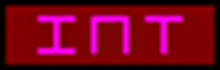 a red background with the word int written in pink