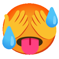 a cartoon smiley face with sweat coming out of it 's eyes