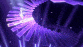 a woman is standing on a spiral staircase in a video game .