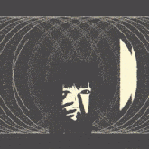 a black and white drawing of a person 's face with a circle in the background