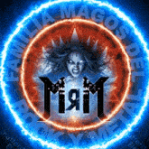 a logo for familia magos del metal shows a woman in a circle