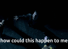 a man laying on the ground with the words " now could this happen to me " below him