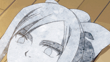 a drawing of a person laying on a wooden floor
